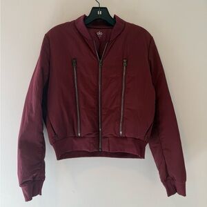 Alo Burgundy Bomber Jacket Size M #Lux-J